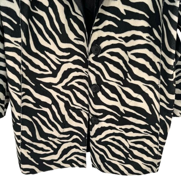 John Mark Reversible Zebra Print Black Jacket Size XL faux fur leather womens - Picture 15 of 16